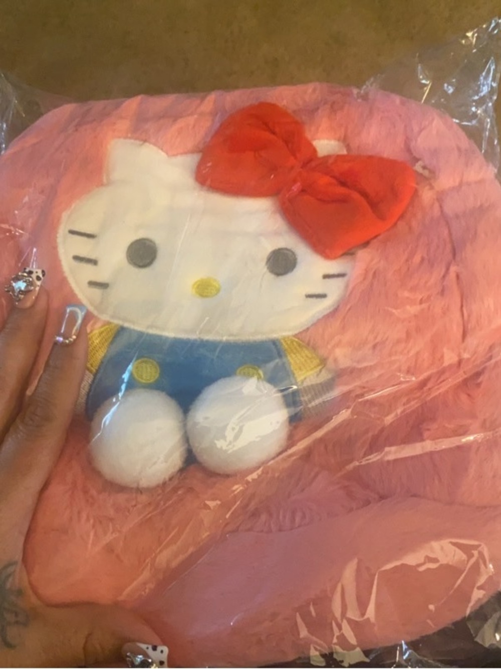 Hello Kitty Plush Pink Backpack with Red Bow